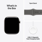 Apple Watch Series 11 with natural titanium case and Stone Grey Sport Band, showcasing a sleek smartwatch design.