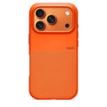 Oraxxi Beats rugged case with MagSafe and camera control for iPhone 17 Pro in Sierra Orange, showing protective design and button access.