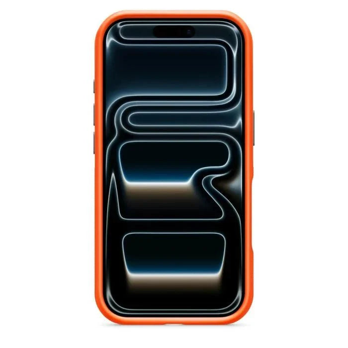 Oraxxi Beats rugged iPhone 17 Pro case in Sierra Orange with MagSafe and camera control, showing the protective design and textured finish.