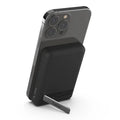 Oraxxi Belkin 5K magnetic wireless power bank with 5000mAh capacity and kickstand in black, designed for portable charging.