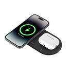 Oraxxi Belkin BoostCharge Pro 2-in-1 wireless charger in black, showing sleek design for charging devices simultaneously