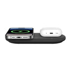 Black Belkin BoostCharge Pro 2-in-1 wireless charger with sleek design, ideal for charging two devices simultaneously.