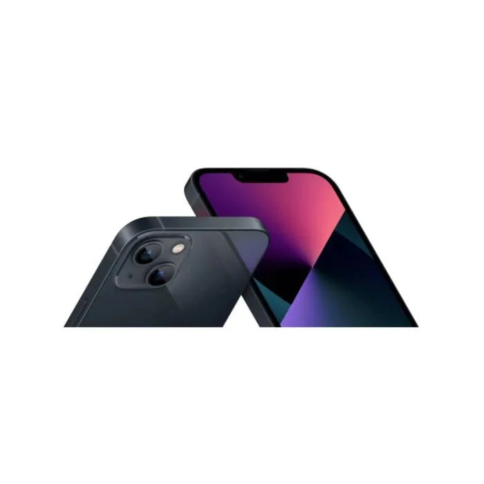 Black iPhone 13 with 128GB storage in Midnight color by Oraxxi, showing front display and sleek design.