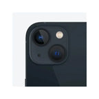 Black iPhone 13 with 128GB storage in Midnight color by Oraxxi, shown from the front with screen on.