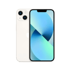 Silver iPhone 13 with 128GB storage in Starlight color, featuring sleek design and dual-camera system.