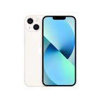 Silver iPhone 13 with 128GB storage from Oraxxi in Starlight color, front and back views showing sleek design and vibrant display.