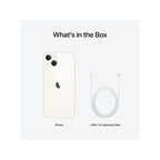 Silver iPhone 13 with 128GB storage in Starlight color by Oraxxi, showing the sleek front display and side profile.