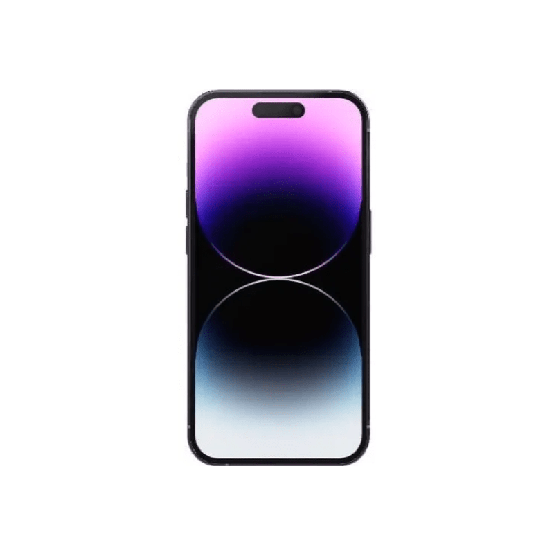 iPhone 14 Pro Max 256GB in Deep Purple by Oraxxi, showing the sleek front and back design with a vibrant purple finish