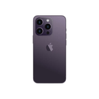 Preowned iPhone 14 Pro Max 256GB in Deep Purple by Oraxxi, showing the front and back view of the smartphone.