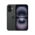 Black iPhone 16 with 128GB storage by Oraxxi, shown from front with screen on and sleek modern design.