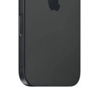 Black iPhone 16 with 128GB storage by Oraxxi, showcasing the sleek front and back design of the smartphone.