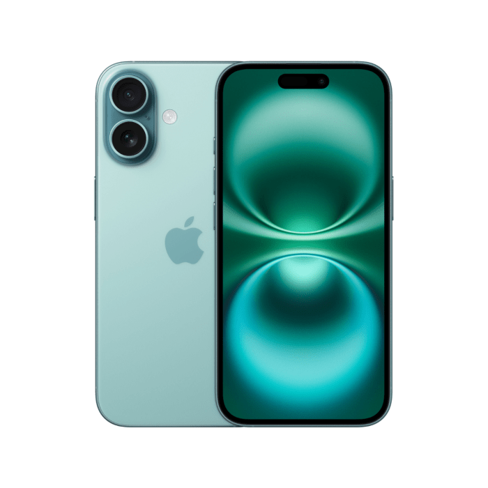 Close-up of the Oraxxi iPhone 16 smartphone showing its sleek design and front screen with vibrant display.