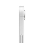 White iPhone 16e 128GB smartphone by Oraxxi with sleek design and large screen, shown from the front.
