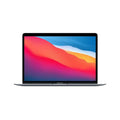 Apple MacBook Air 13-inch with M1 chip in Space Grey, featuring 256GB storage, shown open on a desk.