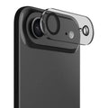 Black Moov Camera Lens Protector for iPhone Air by Oraxxi, showing a clear protective film over the camera lens.