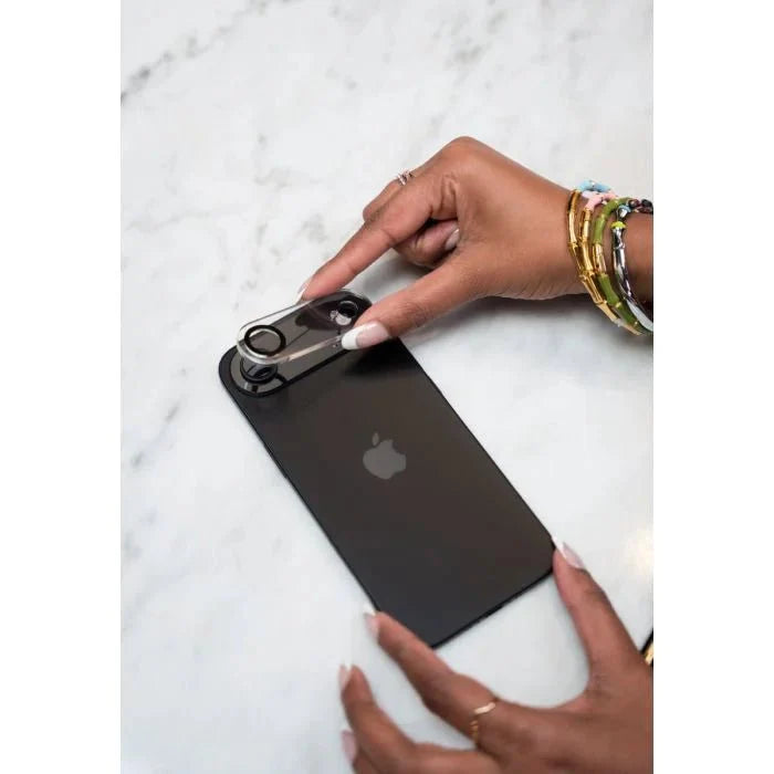 Black Moov Camera Lens Protector for iPhone Air by Oraxxi, designed to safeguard the camera lens from scratches and damage.