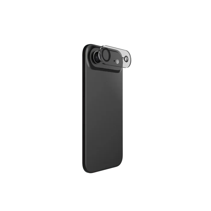 Black Moov camera lens protector for iPhone Air by Oraxxi, designed to shield the camera lens from scratches and damage.
