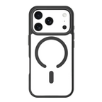 Black Moov Luxe Edge Case with MagSafe for iPhone 17 Pro by Oraxxi, showing the sleek protective design and magnetic attachment.