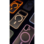 Black Moov Luxe Edge Case with MagSafe for iPhone 17 Pro by Oraxxi, featuring a sleek protective design and magnetic attachment.