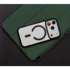 Black Moov Luxe Edge Case with MagSafe for iPhone 17 Pro by Oraxxi, showing the sleek protective design and MagSafe alignment.