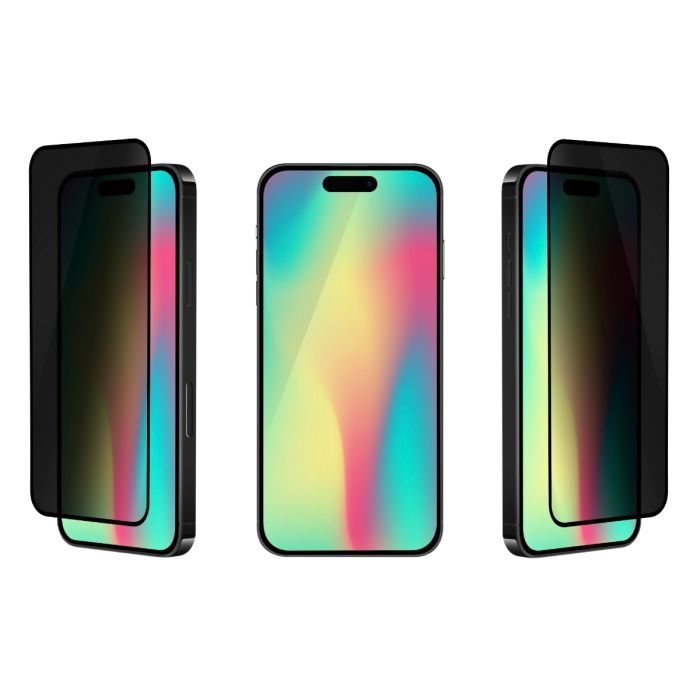 Oraxxi Moov Privacy Glass Screen Guard for iPhone Air showing the screen with privacy filter and sleek edge design.