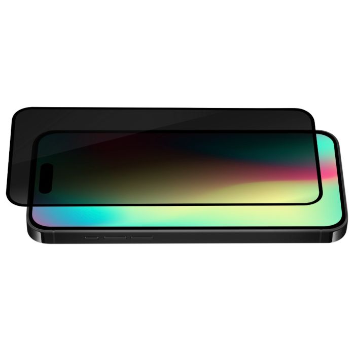 Oraxxi Moov Privacy Glass screen guard on iPhone Air, providing privacy and protection with a sleek, clear design.