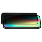 Oraxxi Moov Privacy Glass screen guard on iPhone Air, providing privacy and protection with a sleek, clear design.