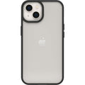OtterBox React Series phone case for iPhone 16e/15/14/13 in clear and black, showing a slim protective design with precise cutouts.