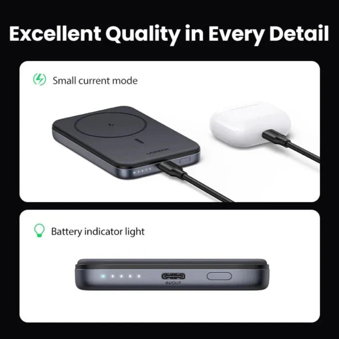 Oraxxi UGREEN magnetic 10000mAh wireless power bank in grey with 20W fast charging.