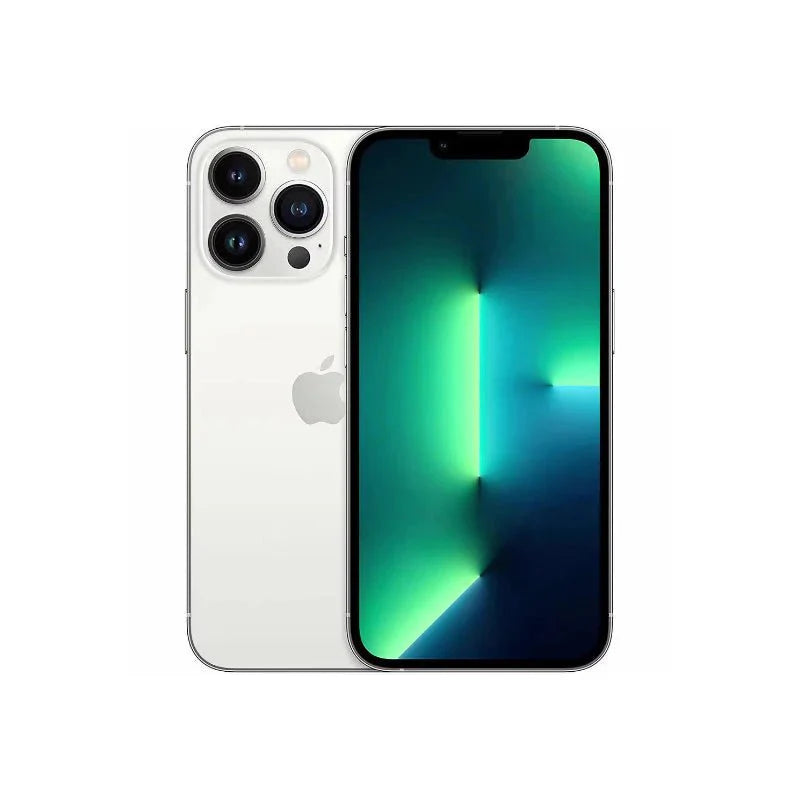 Gray iPhone 13 Pro Max with 256GB storage by Oraxxi, Grade A condition, shown with front and back views