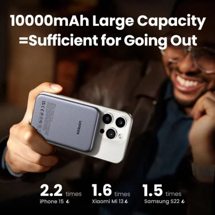 UGREEN Magnetic 10000mAh Wireless 20W Power Bank - Grey - Oraxxi
