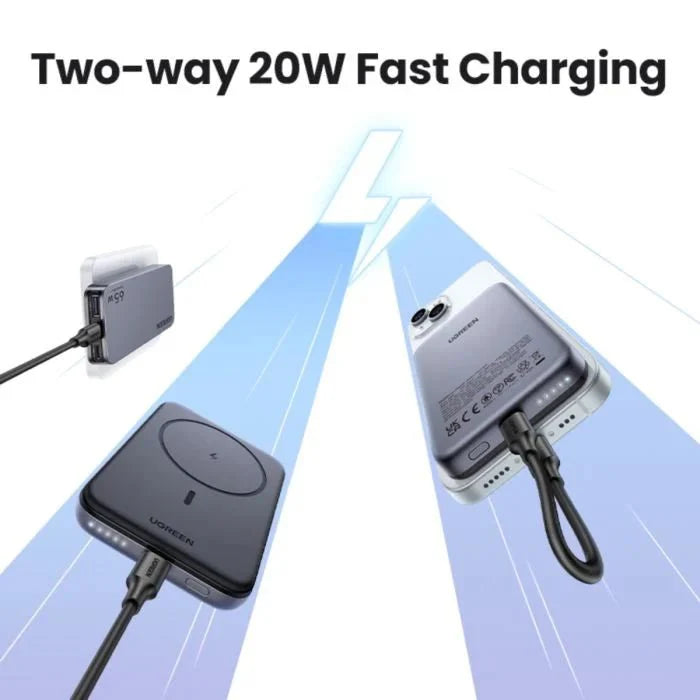 UGREEN Magnetic 10000mAh Wireless 20W Power Bank - Grey - Oraxxi