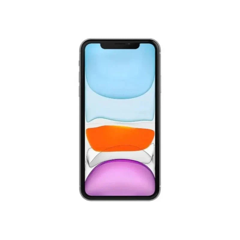 Pre-owned Apple iPhone 11 with 64GB storage in white, showing the front screen and sleek design.