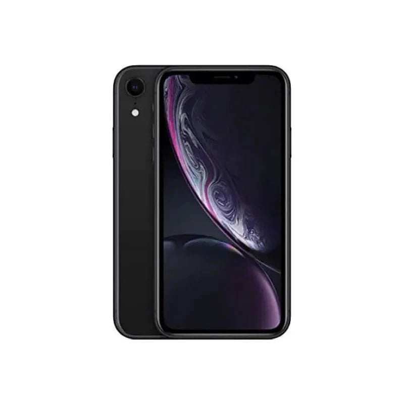 Pre-owned Apple iPhone XR 64GB in black, showing the front screen and sleek design, grade A condition.