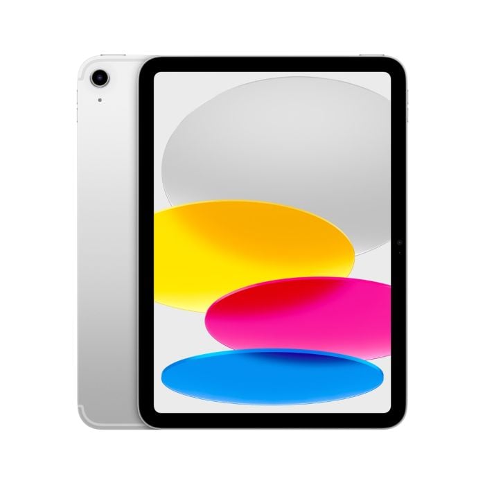 Silver iPad with A16 chip from www, showcasing the sleek design and screen display in a professional product image.