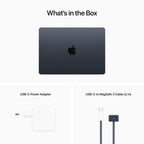 Midnight 13-inch MacBook Air with Apple M2 chip, 8-core CPU and GPU, 16GB RAM, 256GB storage, shown open with keyboard and display