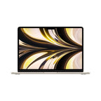 Apple MacBook Air 13-inch with M2 chip, 8-core CPU and GPU, 16GB RAM, 256GB storage in Starlight color on a desk.