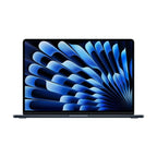 Apple MacBook Air 15-inch with M4 chip, sleek silver laptop open showing keyboard and screen, on a clean surface.