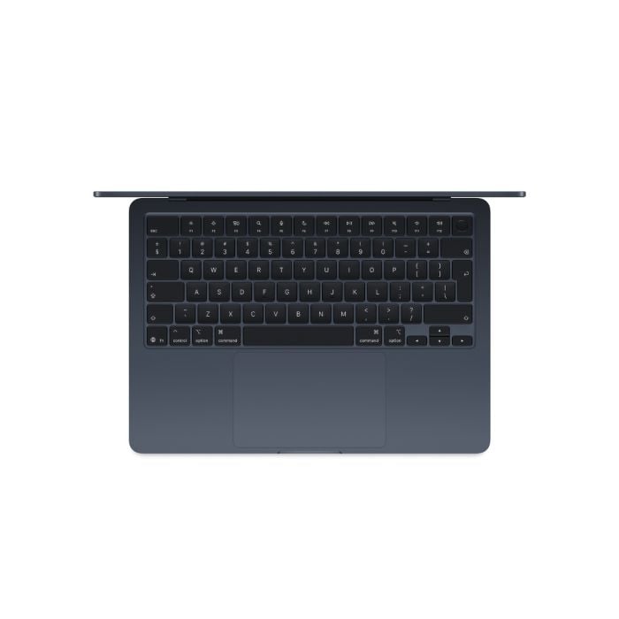 15-inch MacBook Air with Apple M4 chip, sleek silver laptop open showing keyboard and screen, lightweight design.