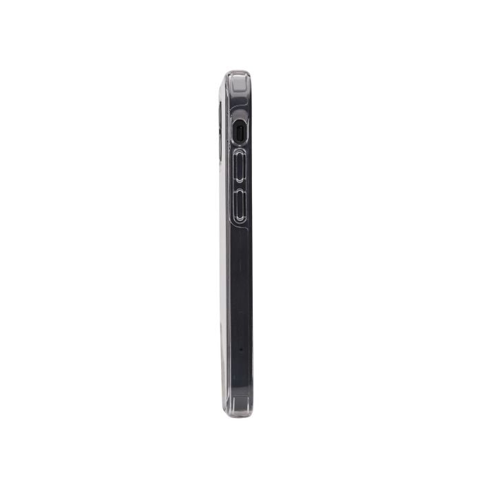 Clear Moov Drop Protection Case for iPhone 12 Pro Max showing slim, transparent design with reinforced edges and precise cutouts.