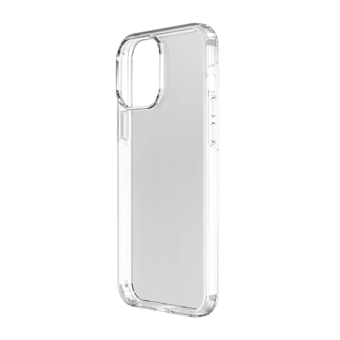 Clear Moov Drop Protection Case for iPhone 13 Pro, showing a transparent, durable phone case with reinforced edges.