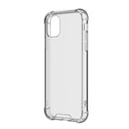 Clear Moov iPhone 11/XR case showing slim, transparent design with reinforced edges for protection.