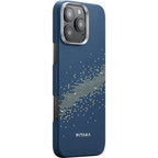 Pitaka StarPeak woven iPhone 16 Pro case with Milky Way Galaxy design, protective phone cover showcasing a woven texture.